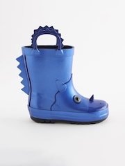 Metallic Blue Dino Handle Wellies - Image 5 of 10