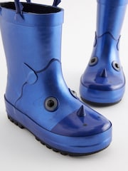 Metallic Blue Dino Handle Wellies - Image 6 of 10