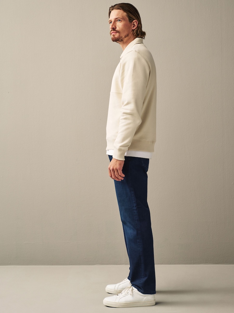 Blue Dark Straight Fit Vintage Wash Denim Jeans - Image 4 of 10