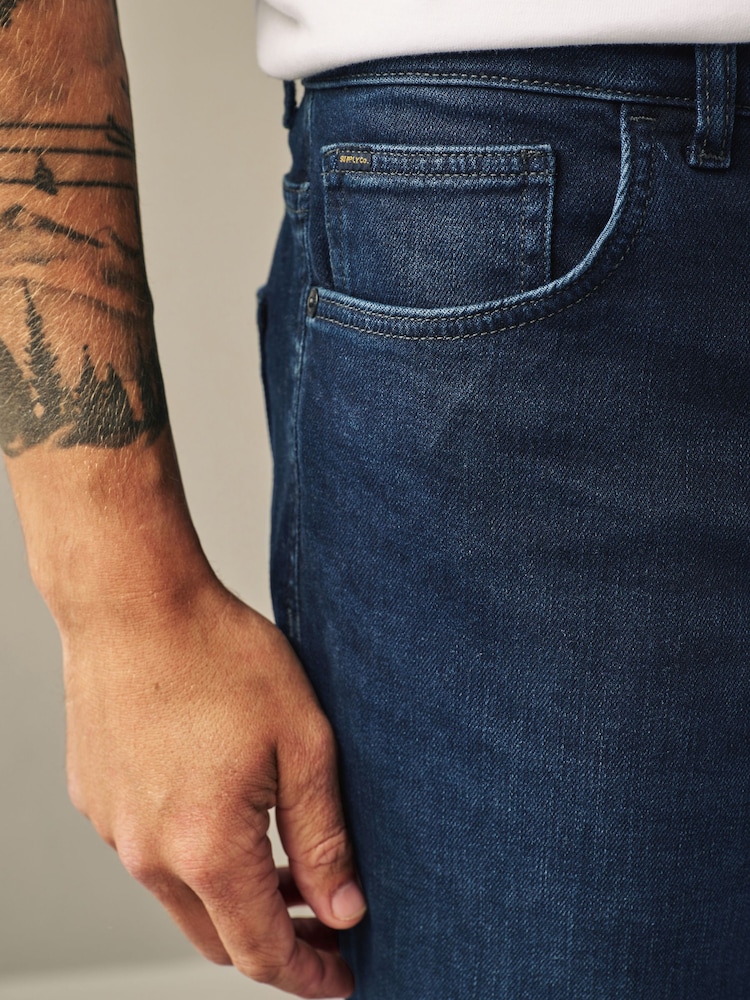 Blue Dark Straight Fit Vintage Wash Denim Jeans - Image 6 of 10