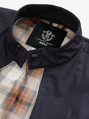 Navy Blue Shower Resistant Check Lining Harrington Jacket - Image 10 of 12