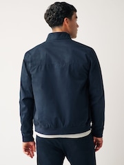 Navy Blue Shower Resistant Check Lining Harrington Jacket - Image 3 of 12