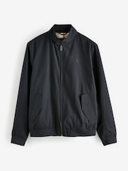 Navy Blue Shower Resistant Check Lining Harrington Jacket - Image 8 of 12