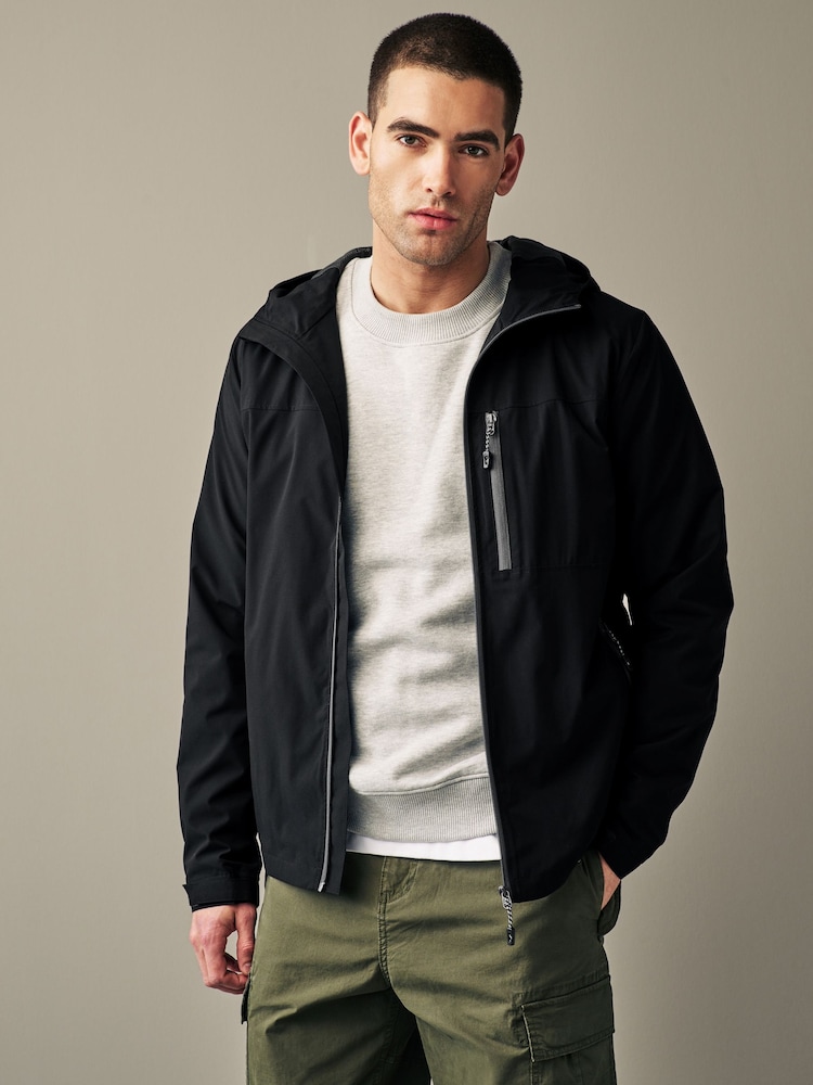 Black Fleece Lined Shower Resistant Hooded Jacket - Image 1 of 1