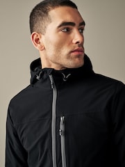 Black Fleece Lined Shower Resistant Hooded Jacket - Image 4 of 12
