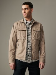Stone 100% Cotton Zip-Up Shacket - Image 1 of 12