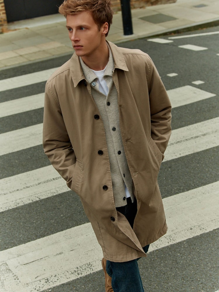 Neutral Mid-Length Button Trench Coat - Image 2 of 11