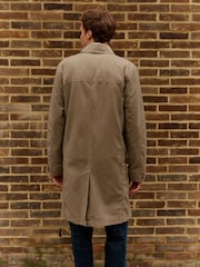 Neutral Mid-Length Button Trench Coat - Image 3 of 11