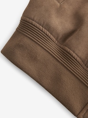 Neutral Faux Suede Bomber Jacket - Image 12 of 13