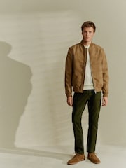 Neutral Faux Suede Bomber Jacket - Image 2 of 13
