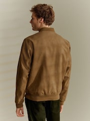 Neutral Faux Suede Bomber Jacket - Image 3 of 13
