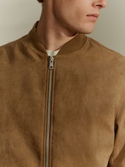 Neutral Faux Suede Bomber Jacket - Image 5 of 13