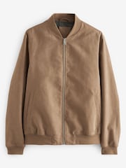 Neutral Faux Suede Bomber Jacket - Image 8 of 13