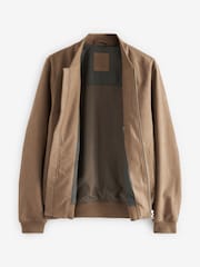 Neutral Faux Suede Bomber Jacket - Image 9 of 13