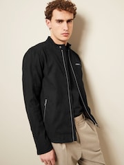 Black Faux Suede Racer Jacket - Image 1 of 9