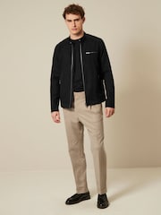 Black Faux Suede Racer Jacket - Image 2 of 9