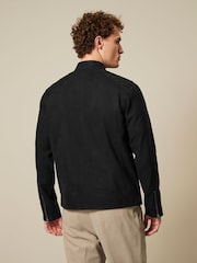 Black Faux Suede Racer Jacket - Image 3 of 9