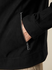 Black Faux Suede Racer Jacket - Image 4 of 9