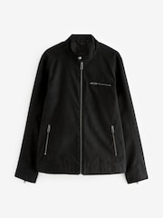 Black Faux Suede Racer Jacket - Image 5 of 9