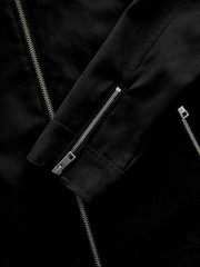 Black Faux Suede Racer Jacket - Image 9 of 9