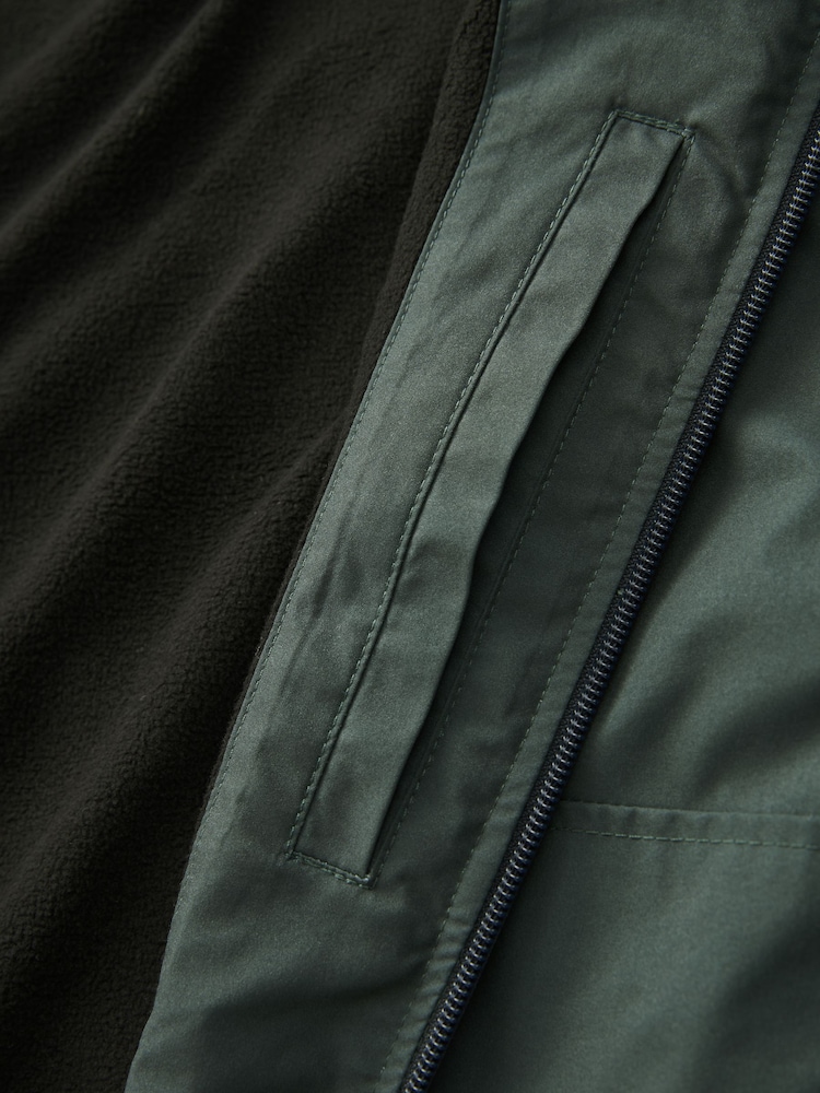 Jade Green Fleece Lined Shower Resistant Hooded Jacket - Image 13 of 13