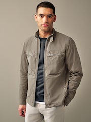 Neutral/Grey Shower Resistant Utility Shacket - Image 1 of 14
