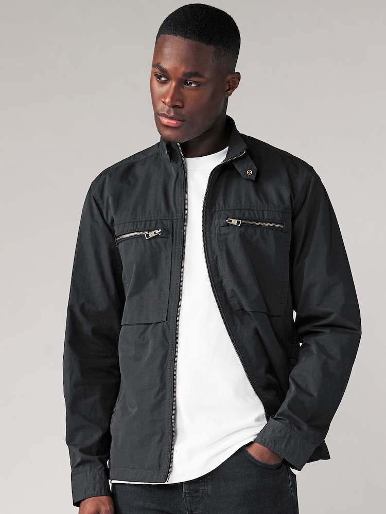 Black Shower Resistant Utility Shacket - Image 1 of 11
