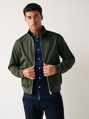 Khaki Green Shower Resistant Check Lining Harrington Jacket - Image 1 of 12