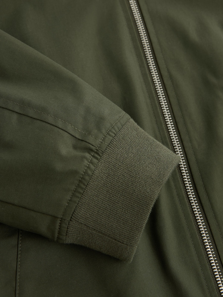 Khaki Green Shower Resistant Check Lining Harrington Jacket - Image 11 of 12