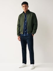 Khaki Green Shower Resistant Check Lining Harrington Jacket - Image 2 of 12