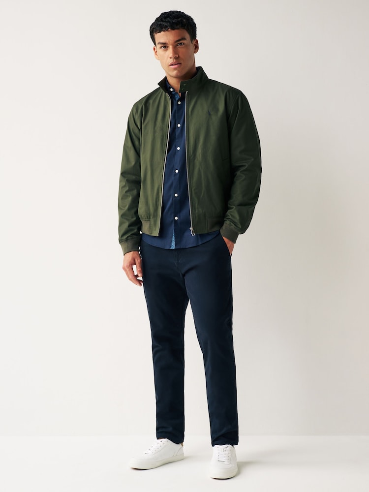 Khaki Green Shower Resistant Check Lining Harrington Jacket - Image 2 of 12