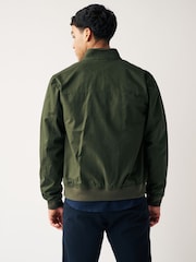 Khaki Green Shower Resistant Check Lining Harrington Jacket - Image 3 of 12