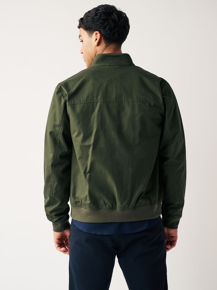Khaki Green Shower Resistant Check Lining Harrington Jacket - Image 3 of 12