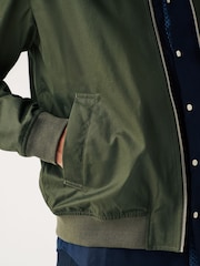 Khaki Green Shower Resistant Check Lining Harrington Jacket - Image 6 of 12