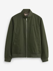 Khaki Green Shower Resistant Check Lining Harrington Jacket - Image 8 of 12