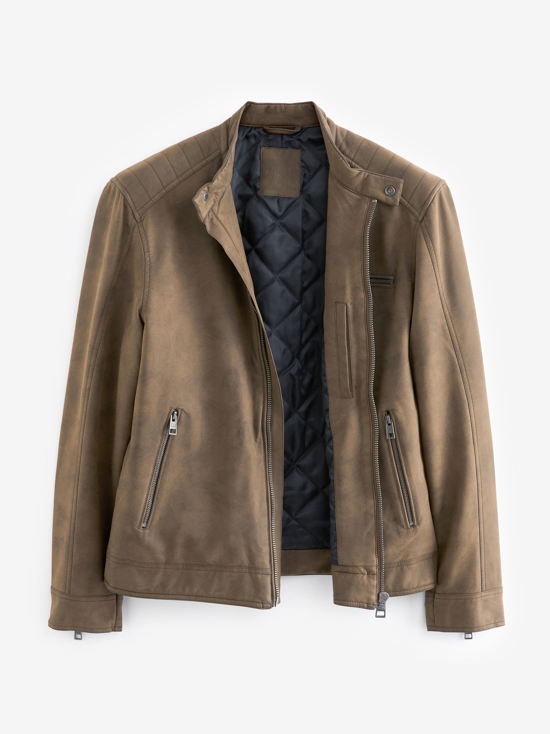 Buy Brown Faux Leather Biker Jacket from Next USA