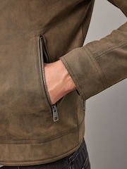 Brown Faux Leather Biker Jacket - Image 7 of 14