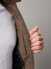 Brown Faux Leather Biker Jacket - Image 8 of 14