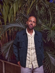 Navy Blue Textured Button Up Shacket - Image 1 of 9