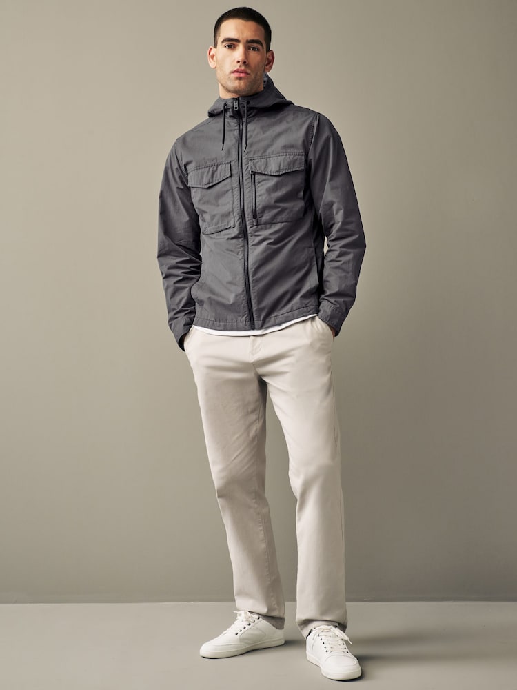 Slate Grey Hooded Utility Shacket - Image 3 of 3 Slate Grey Hooded Utility Shacket - Image 3 of 3