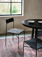 French Connection Black Woven Shlip Dining Chairs Set Of 2 - Image 1 of 7