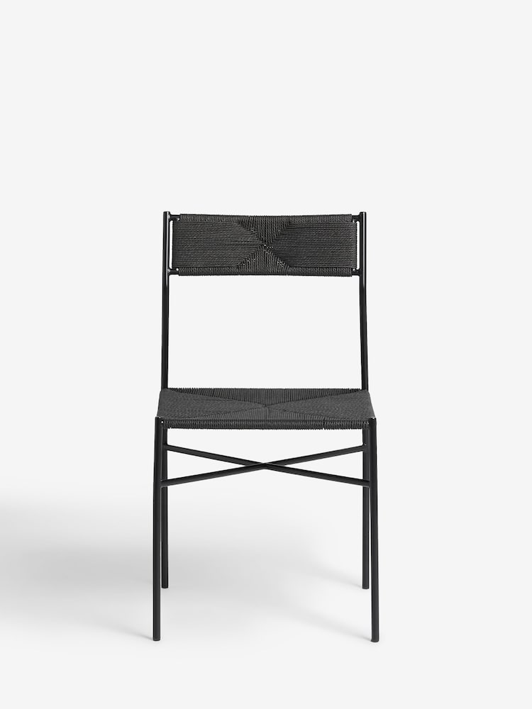French Connection Black Woven Shlip Dining Chairs Set Of 2 - Image 2 of 7