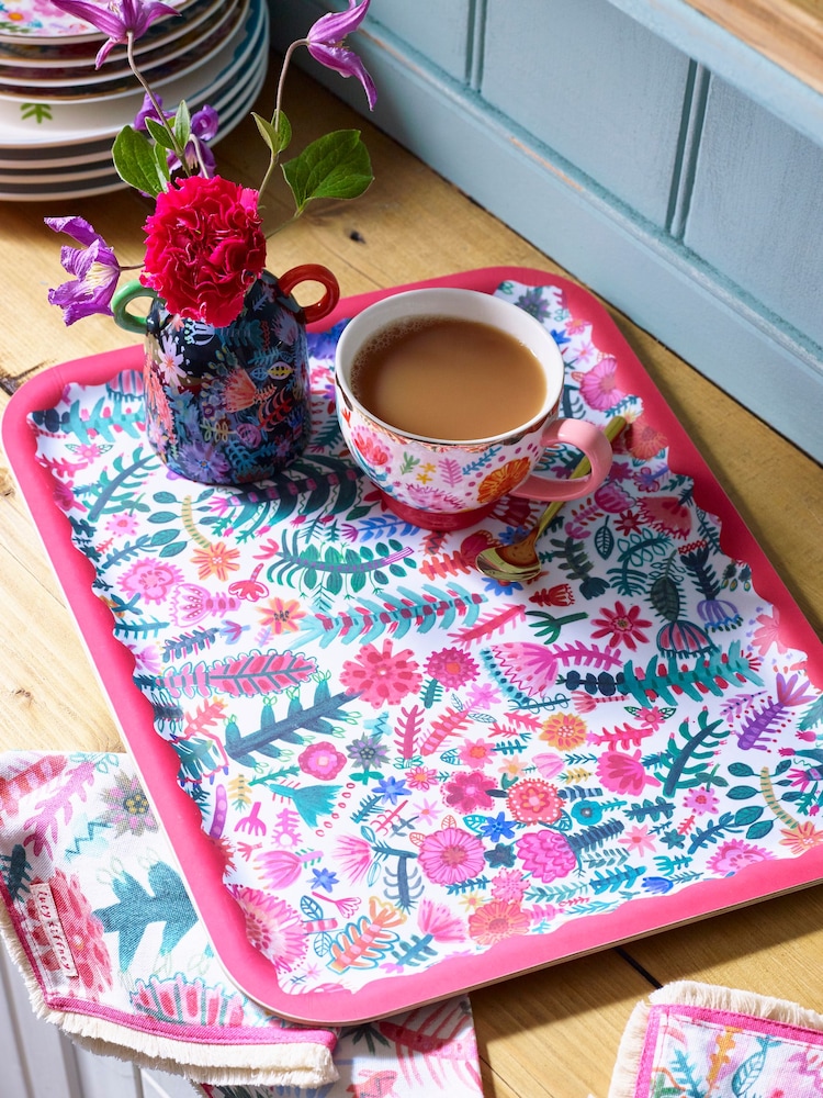 Lucy Tiffney Floral Wood Veneer Tray with Anti Slip Finish - Image 1 of 4