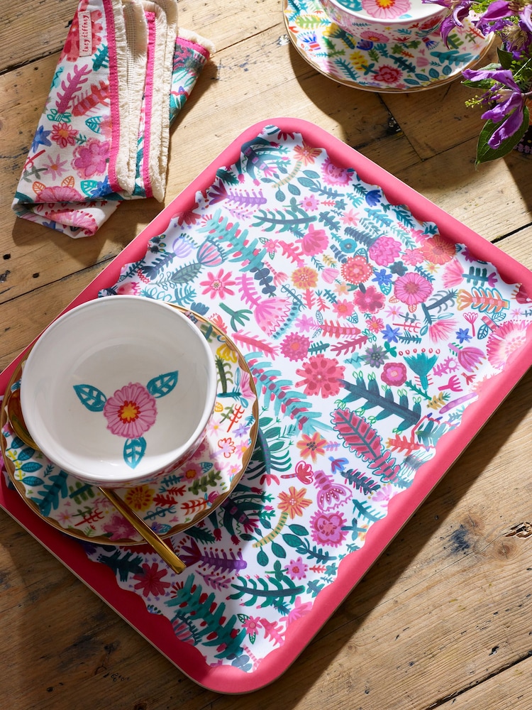 Lucy Tiffney Floral Wood Veneer Tray with Anti Slip Finish - Image 2 of 4