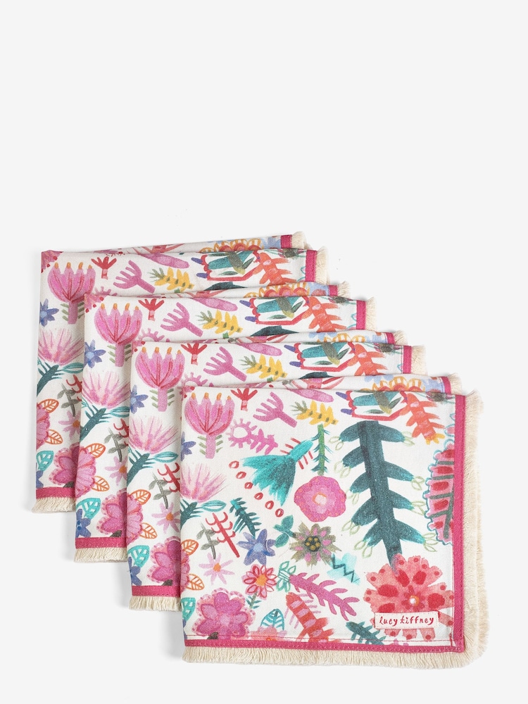 Lucy Tiffney Multi 100% Cotton Napkins Set of 4 - Image 3 of 3
