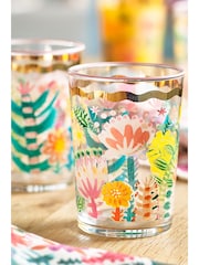 Lucy Tiffney Set of 4 Floral Gold Rim Tumbler Glasses - Image 2 of 4