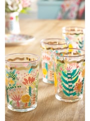 Lucy Tiffney Set of 4 Floral Gold Rim Tumbler Glasses - Image 3 of 4