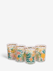 Lucy Tiffney Set of 4 Floral Gold Rim Tumbler Glasses - Image 4 of 4