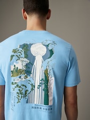 Hokusai Wasserfall, Blau - Regulär - Artist License 100% Cotton T-Shirt - Bild 1 von 7