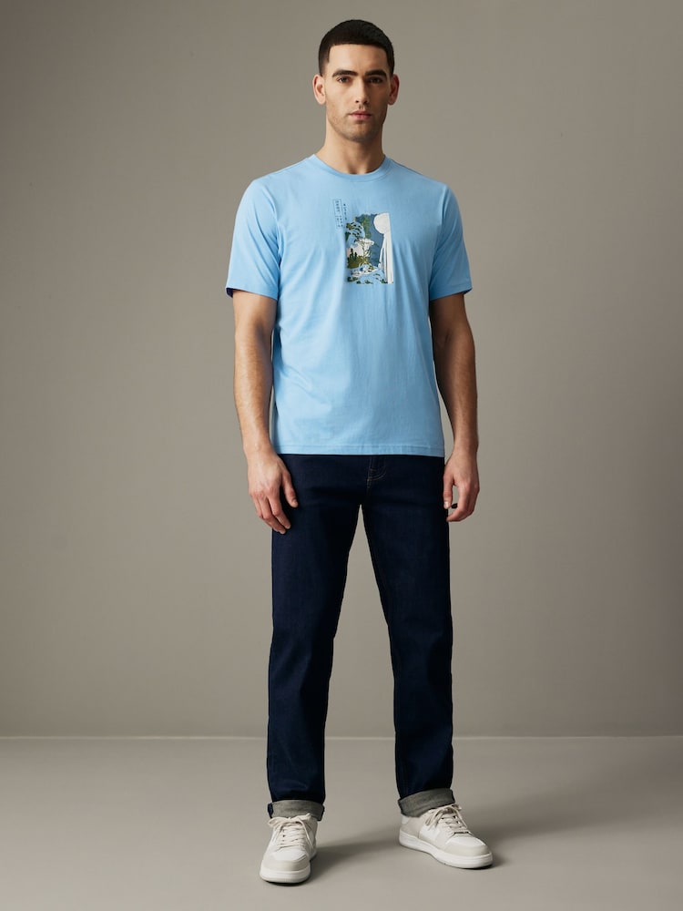 Hokusai Wasserfall, Blau - Regulär - Artist License 100% Cotton T-Shirt - Bild 2 von 7
